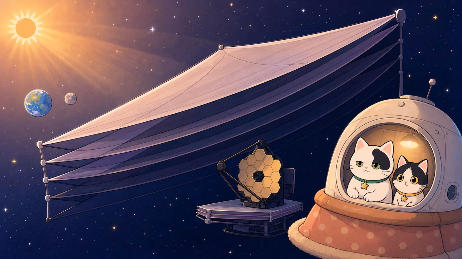 ジェイムズ・ウェッブ宇宙望遠鏡は、なにがすごいの?(大きな日よけで、望遠鏡をひんやり守る)